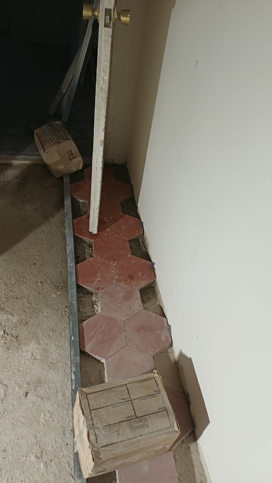 Colocación de pavimento hidráulico hexagonal